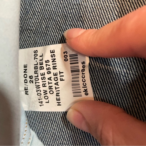 Re/Done Low Rise Bell Orta Jeans Size 26 Heritage Rinse - Picture 4 of 8
